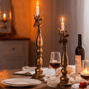 Candelabros Ciervo Bronce